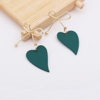 1 Pair Fashion Heart Shape Bow Knot Alloy Plating Women's Drop Earrings main image 4