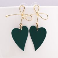 1 Pair Fashion Heart Shape Bow Knot Alloy Plating Women's Drop Earrings sku image 3