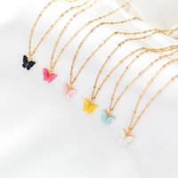 1 Set Simple Style Butterfly Arylic Alloy Plating Women's Earrings Necklace main image 2