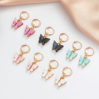 1 Set Simple Style Butterfly Arylic Alloy Plating Women's Earrings Necklace main image 4