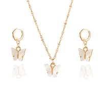 1 Set Simple Style Butterfly Arylic Alloy Plating Women's Earrings Necklace sku image 2