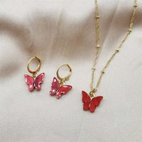 1 Set Simple Style Butterfly Arylic Alloy Plating Women's Earrings Necklace sku image 5