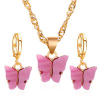 1 Set Simple Style Butterfly Arylic Alloy Plating Women's Earrings Necklace sku image 3