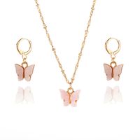 1 Set Simple Style Butterfly Arylic Alloy Plating Women's Earrings Necklace sku image 1