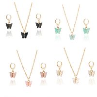 1 Jeu Style Simple Papillon Arylique Alliage Placage Femmes Des Boucles D'oreilles Collier main image 6