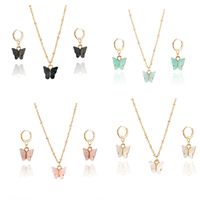 1 Set Simple Style Butterfly Arylic Alloy Plating Women's Earrings Necklace main image 1