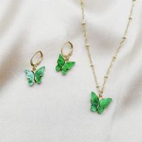 1 Set Simple Style Butterfly Arylic Alloy Plating Women's Earrings Necklace sku image 6