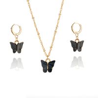 1 Set Simple Style Butterfly Arylic Alloy Plating Women's Earrings Necklace sku image 4