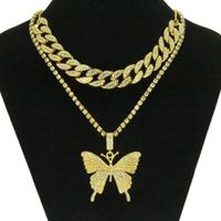 1 Piece Hip-hop Butterfly Alloy Inlay Artificial Diamond Women's Layered Necklaces main image 1