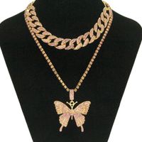 1 Piece Hip-hop Butterfly Alloy Inlay Artificial Diamond Women's Layered Necklaces main image 3