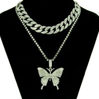 1 Piece Hip-hop Butterfly Alloy Inlay Artificial Diamond Women's Layered Necklaces main image 2