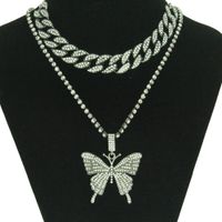 1 Piece Hip-hop Butterfly Alloy Inlay Artificial Diamond Women's Layered Necklaces sku image 4