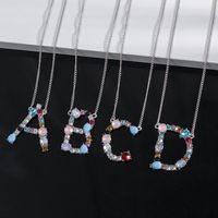 1 Piece Simple Style Letter Alloy Plating Rhinestones Women's Pendant Necklace main image 2