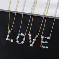1 Piece Simple Style Letter Alloy Plating Rhinestones Women's Pendant Necklace main image 4