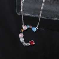 1 Piece Simple Style Letter Alloy Plating Rhinestones Women's Pendant Necklace sku image 3