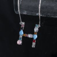 1 Piece Simple Style Letter Alloy Plating Rhinestones Women's Pendant Necklace sku image 8