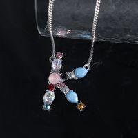 1 Piece Simple Style Letter Alloy Plating Rhinestones Women's Pendant Necklace sku image 11