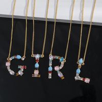 1 Piece Simple Style Letter Alloy Plating Rhinestones Women's Pendant Necklace main image 5