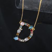 1 Piece Simple Style Letter Alloy Plating Rhinestones Women's Pendant Necklace sku image 30