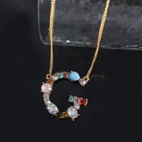 1 Piece Simple Style Letter Alloy Plating Rhinestones Women's Pendant Necklace sku image 33