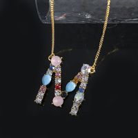 1 Piece Simple Style Letter Alloy Plating Rhinestones Women's Pendant Necklace sku image 39