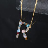 1 Piece Simple Style Letter Alloy Plating Rhinestones Women's Pendant Necklace sku image 44