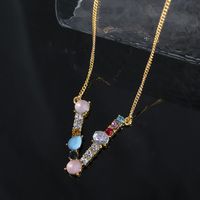 1 Piece Simple Style Letter Alloy Plating Rhinestones Women's Pendant Necklace sku image 48