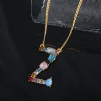 1 Piece Simple Style Letter Alloy Plating Rhinestones Women's Pendant Necklace sku image 52