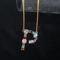 1 Piece Simple Style Letter Alloy Plating Rhinestones Women's Pendant Necklace sku image 42