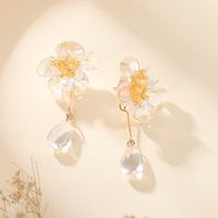 1 Pair Fashion Flower Alloy Resin Women's Drop Earrings main image 5