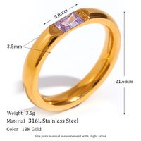 Fashion Rectangle Stainless Steel Plating Birthstone Zircon Rings main image 5