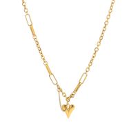 304 Stainless Steel 18K Gold Plated Sweet Simple Style Plating Chain Heart Shape Pendant Necklace main image 2