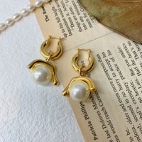 1 Pair Simple Style Solid Color Imitation Pearl Plating Gold Plated Women's Earrings main image 1