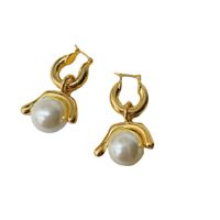 1 Pair Simple Style Solid Color Imitation Pearl Plating Gold Plated Women's Earrings main image 2