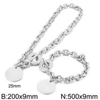 Fashion Round Titanium Steel Plating Bracelets Necklace sku image 13