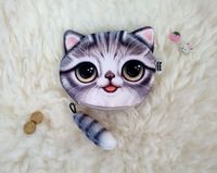 Women's Cat Plush Zipper Coin Purses sku image 2