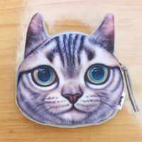 Unisex Cat Plush Polyester Zipper Coin Purses sku image 2
