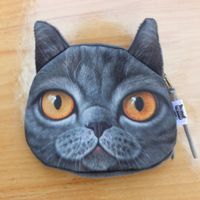 Unisex Cat Plush Polyester Zipper Coin Purses sku image 3