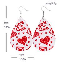 1 Pair Elegant Cartoon Style Vacation Letter Water Droplets Heart Shape Pu Leather Drop Earrings main image 2
