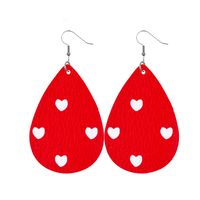 1 Pair Elegant Cartoon Style Vacation Letter Water Droplets Heart Shape Pu Leather Drop Earrings sku image 20