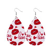 1 Pair Elegant Cartoon Style Vacation Letter Water Droplets Heart Shape Pu Leather Drop Earrings main image 3