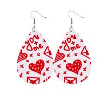 1 Pair Elegant Cartoon Style Vacation Letter Water Droplets Heart Shape Pu Leather Drop Earrings main image 4