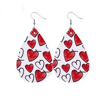 1 Pair Elegant Cartoon Style Vacation Letter Water Droplets Heart Shape Pu Leather Drop Earrings main image 5