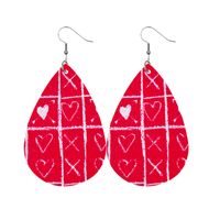 1 Pair Elegant Cartoon Style Vacation Letter Water Droplets Heart Shape Pu Leather Drop Earrings sku image 18