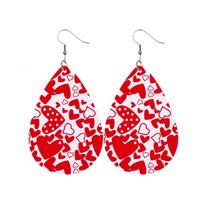 1 Paire Élégant Style De Bande Dessinée Vacances Lettre Les Gouttelettes D'eau Forme De Cœur Faux Cuir Boucles D'oreilles sku image 2