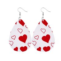 1 Pair Elegant Cartoon Style Vacation Letter Water Droplets Heart Shape Pu Leather Drop Earrings sku image 9