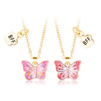 1 Set Cute Butterfly Alloy Sequins Enamel Plating Girl's Pendant Necklace main image 3