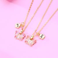 1 Set Cute Butterfly Alloy Sequins Enamel Plating Girl's Pendant Necklace main image 2