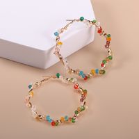 1 Paar Einfacher Stil Kreis Perlen Überzug Künstlicher Kristall Eisen Ohrringe sku image 1