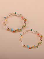 1 Pair Simple Style Circle Beaded Plating Artificial Crystal Iron Earrings main image 3